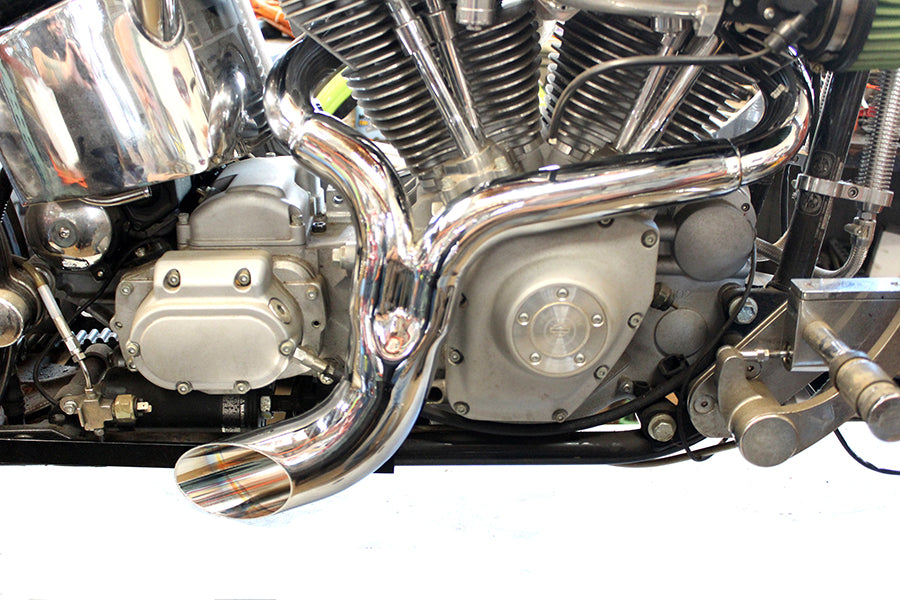 Wyatt Gatling 1933 FXST Ground Pounder chrome exhaust system for motorcycle exhaust upgrade