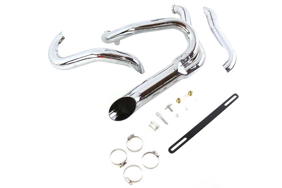 Wyatt Gatling 2000 Chrome 2-into-1 exhaust pipe header kit for motorcycle, SKU 30-0837
