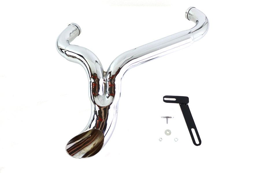 Wyatt Gatling 1945 FXD Ground Pounder chrome exhaust system, side view