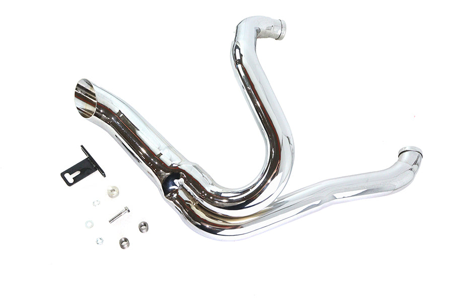 Wyatt Gatling 7947 chrome 2-into-1 exhaust pipe header kit with curved motorcycle pipes