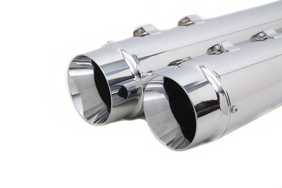 Wyatt Gatling 3605 chrome megaphone muffler set exhaust pipes in polished chrome finish