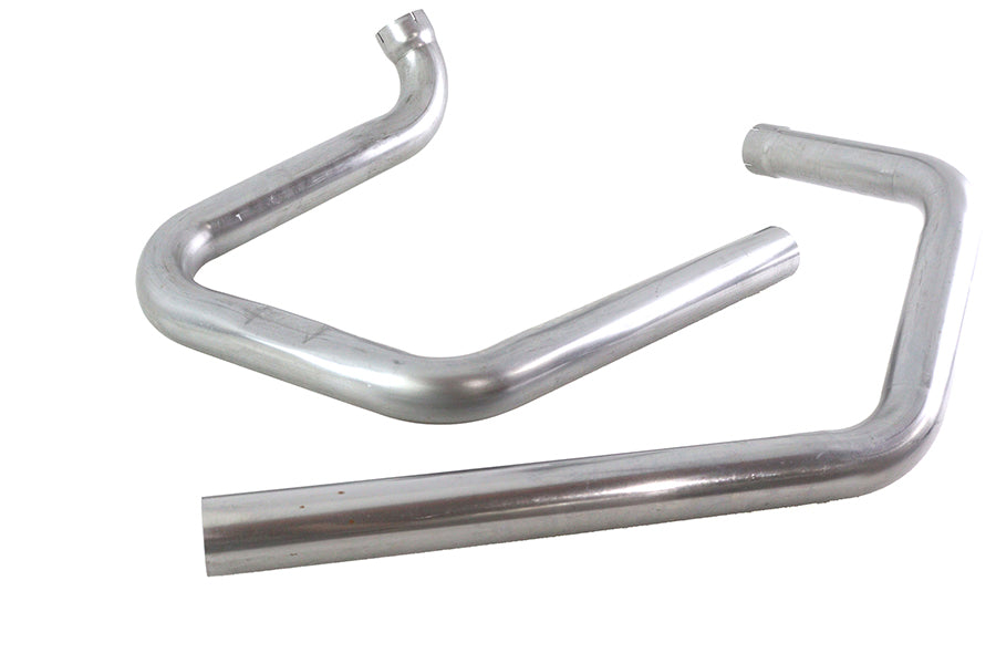 V-Twin Alphabet XL exhaust header set, raw finish, shown from side view