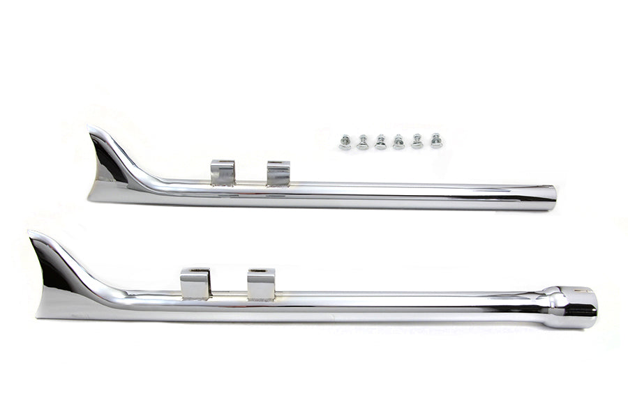 V-Twin M8 33-inch straight fishtail exhaust extension set in chrome finish