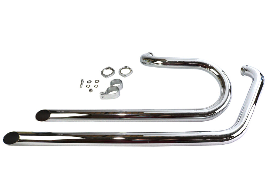 V-Twin 78837 chrome side-by-side drag pipe exhaust set for motorcycle customization
