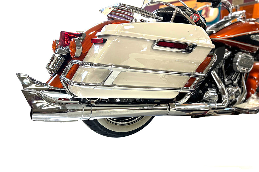 V-Twin 1961-style fishtail muffler kit in chrome for motorcycle exhaust