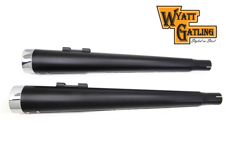 Wyatt Gatling 30-1303 Black Muffler Set with Chrome Reverse Cone Vortex Tips
