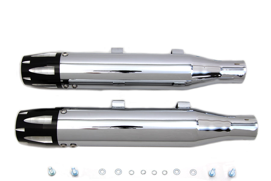V-Twin SM-01-CHROME Chrome Highlighted Revolver Tip Muffler Set