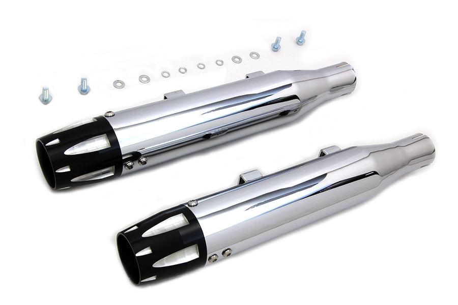 V-Twin SM-01-CHROME Chrome Highlighted Revolver Tip Muffler Set