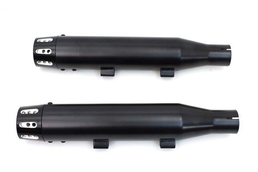 V-Twin SM-02-BLACK black tapered revolver tip muffler set for motorcycle exhaust