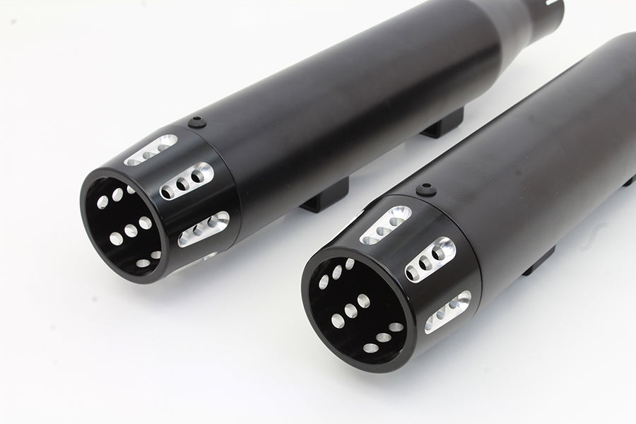 V-Twin SM-02-BLACK black tapered revolver tip muffler set for motorcycle exhaust