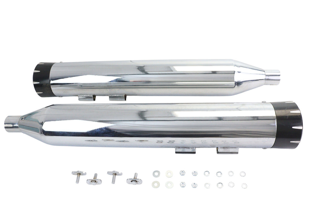 Wyatt Gatling 301900 Muffler Set, Chrome with Black Dagger Tips