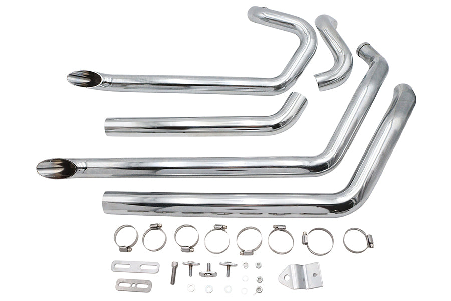 Wyatt Gatling 2475 FXST Street Fighter Drag Pipe Set, Chrome