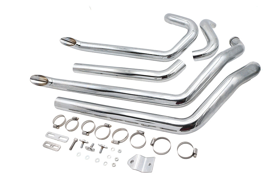Wyatt Gatling 2475 FXST Street Fighter Drag Pipe Set, Chrome