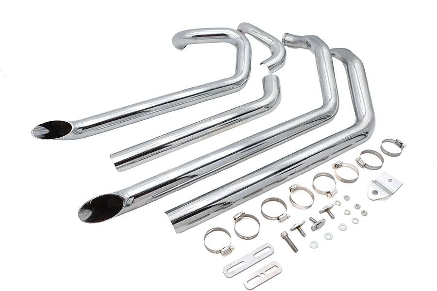 Wyatt Gatling 2475 FXST Street Fighter Drag Pipe Set, Chrome