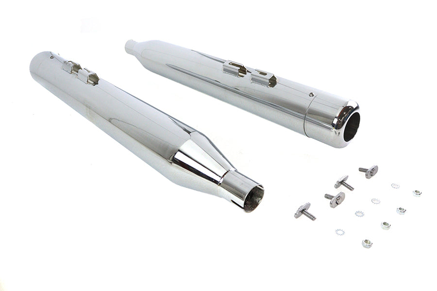 V-Twin 3705 4-inch muffler set with chrome hollow point end tips for motorcycle exhaust