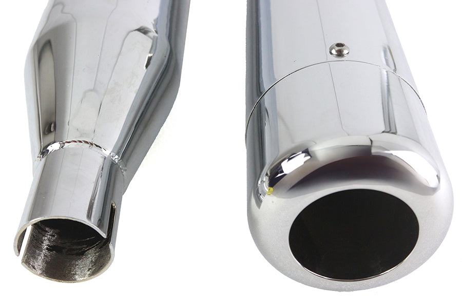 V-Twin 4-inch muffler set with chrome hollow point end tips for motorcycle exhaust