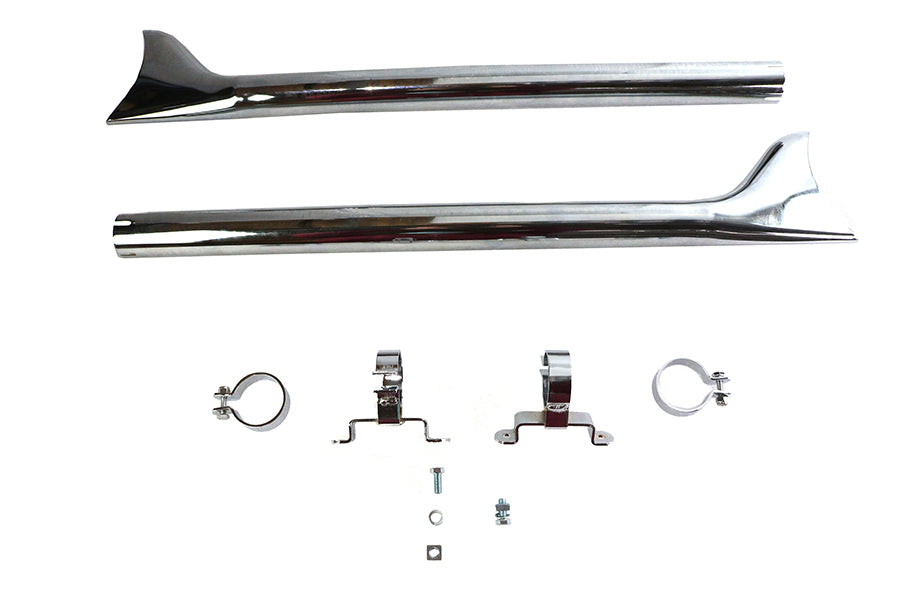 V-Twin Wyatt Gatling Straight Fishtail Exhaust Kit 30-3251, chrome fishtail exhaust pipes