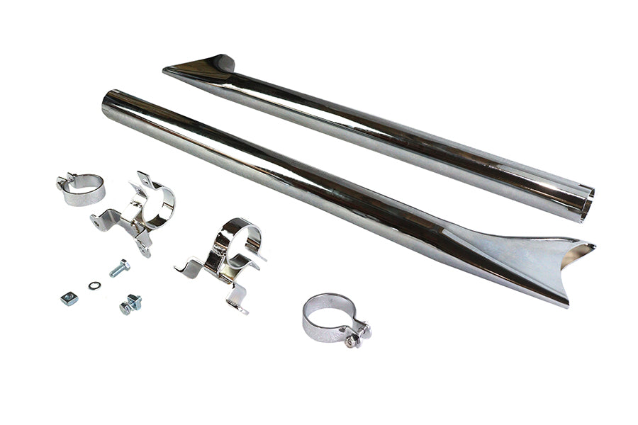 V-Twin Wyatt Gatling straight fishtail exhaust kit 30-3251, chrome motorcycle exhaust pipes