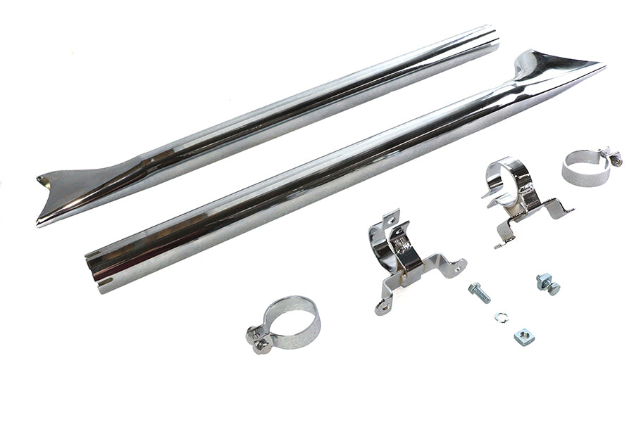 V-Twin Wyatt Gatling straight fishtail exhaust kit 30-3251, chrome motorcycle exhaust pipes