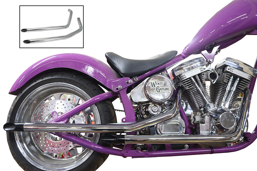 V-Twin 30-3399 Drag Pipe Set with Slash-Cut Ends and Long Black Tips