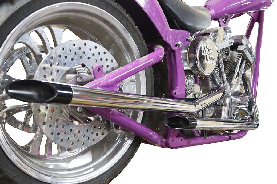 V-Twin 30-3399 Drag Pipe Set with Slash-Cut Ends and Long Black Tips
