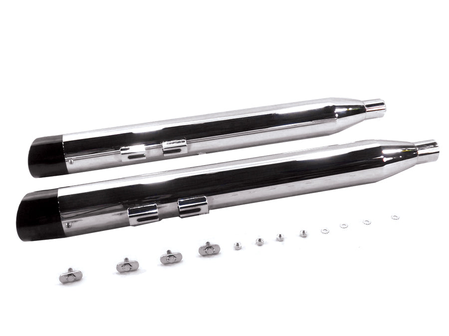 V-Twin 3084/3086 chrome muffler set with slash-cut end tips for motorcycle exhaust