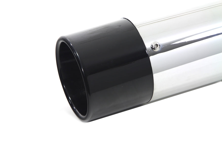 V-Twin 1469 exhaust muffler set in chrome with black gun barrel ends