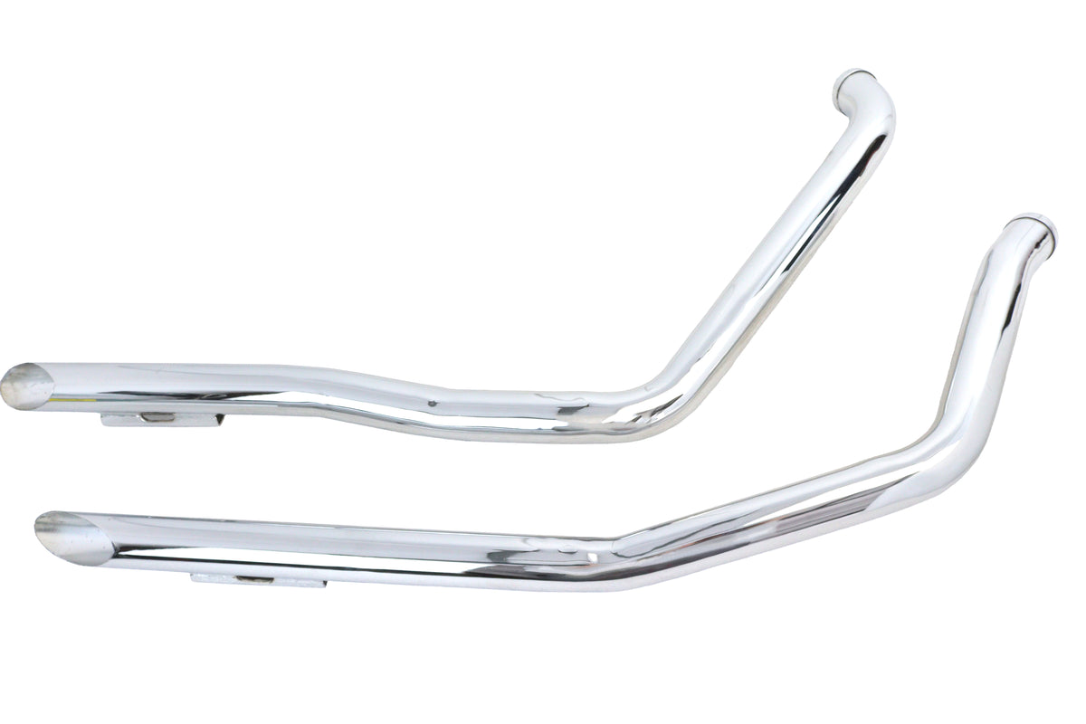 Ultima 60-209 FXR chrome drag pipe exhaust set for motorcycle custom builds