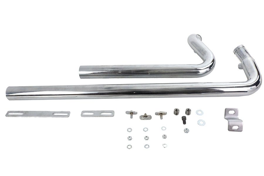 V-Twin 8115 chrome exhaust drag pipe set in shotgun style, angled view