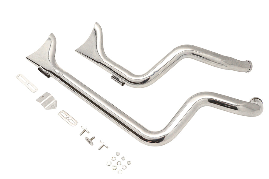 V-Twin 8117 XL staggered fishtail exhaust system in chrome finish
