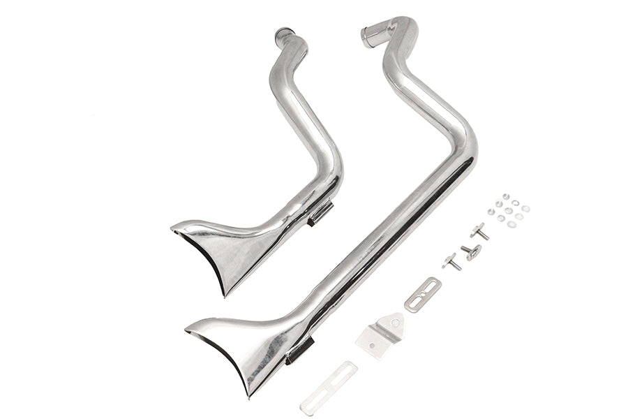 V-Twin 8117 XL chrome staggered fishtail exhaust system for motorcycles