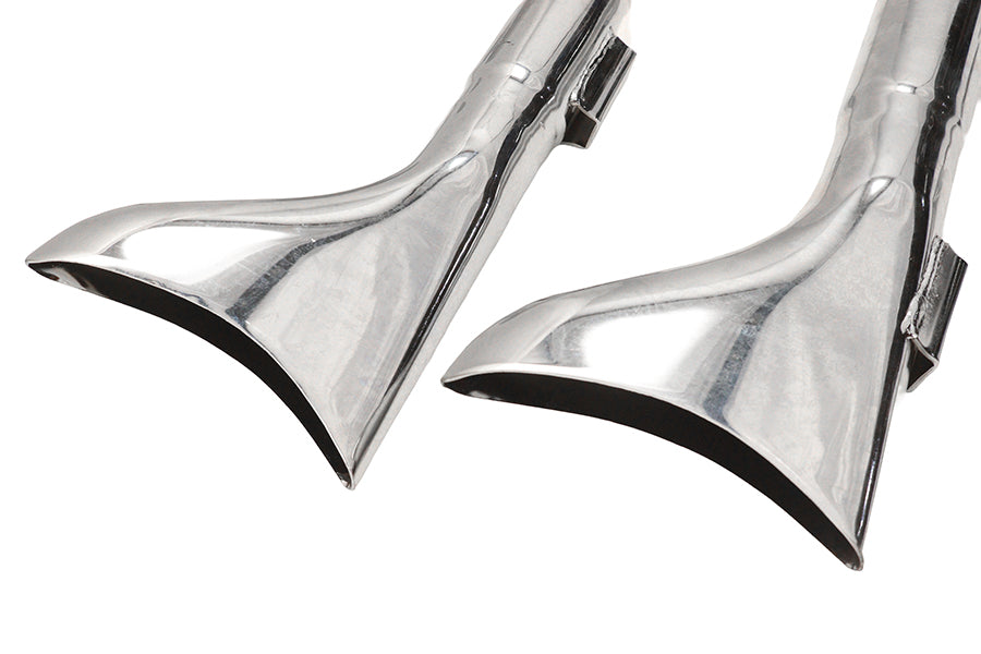 V-Twin 8117 XL chrome staggered fishtail exhaust system for motorcycles