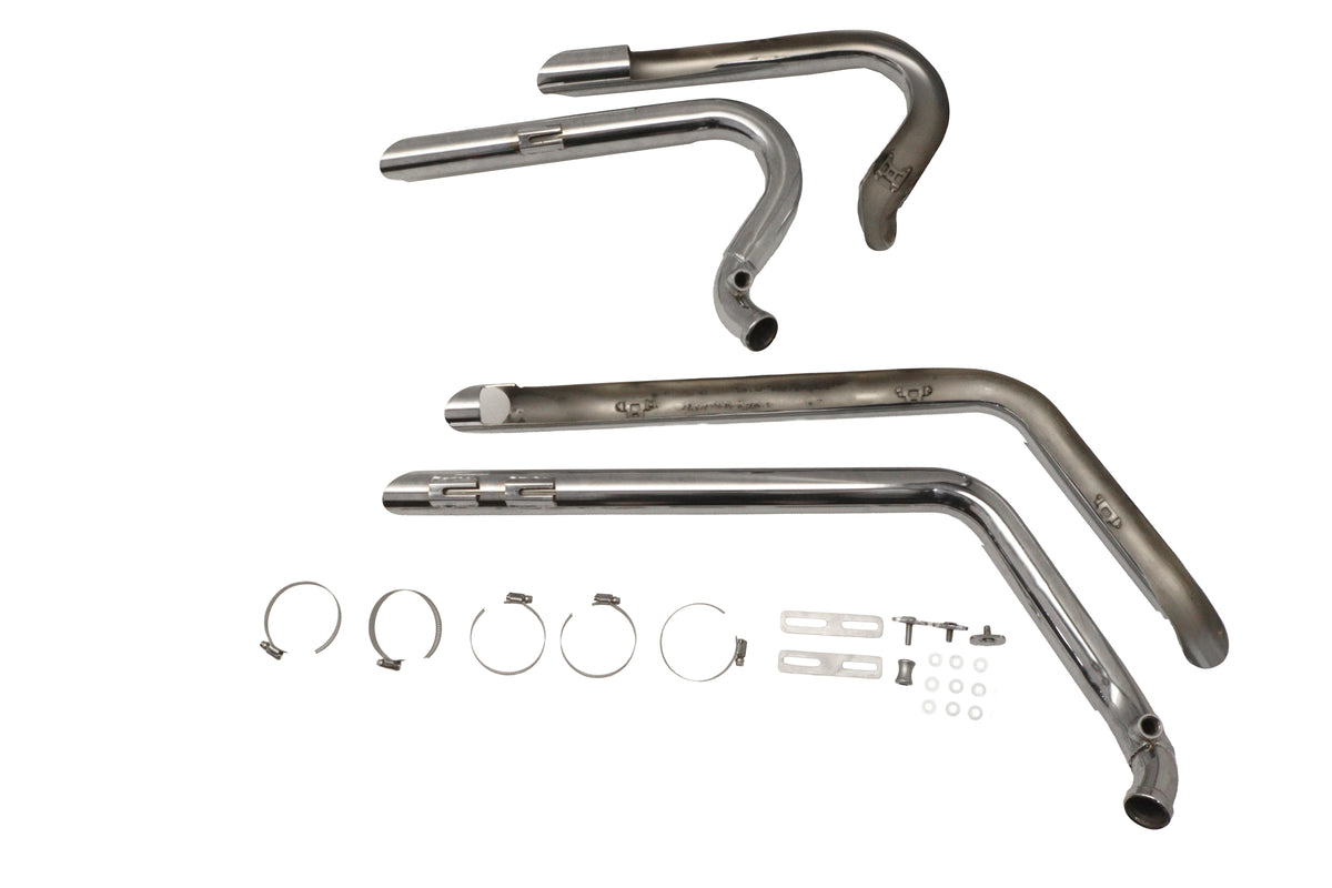 V-Twin Softail short shots chrome drag pipe exhaust set 30-0961, dual motorcycle pipes