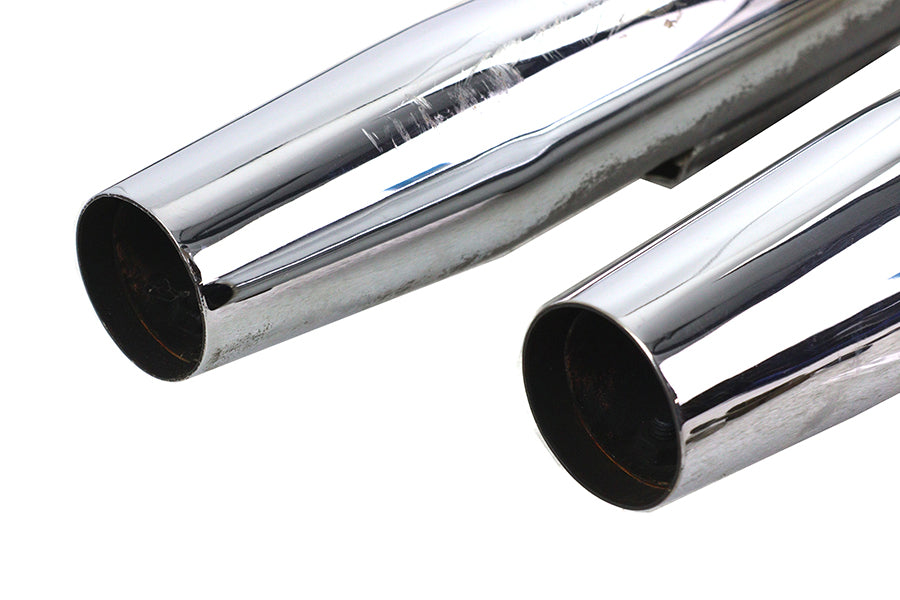 V-Twin FXR Muffler Pipe Set for Evolution engines, chrome exhaust components displayed together