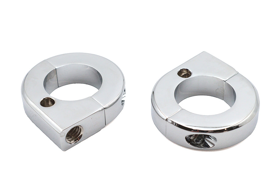 V-Twin Chrome Universal Mount Clamp Set, 1-1/8 Inch for Motorcycle Seat