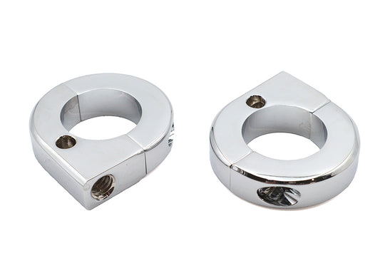 V-Twin Chrome Universal Mount Clamp Set, 1-1/8 Inch for Motorcycle Seat
