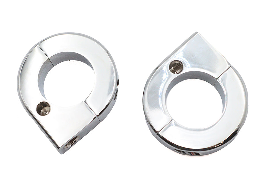 V-Twin chrome universal mount clamp set, 1-1/8 inch, motorcycle seat hardware