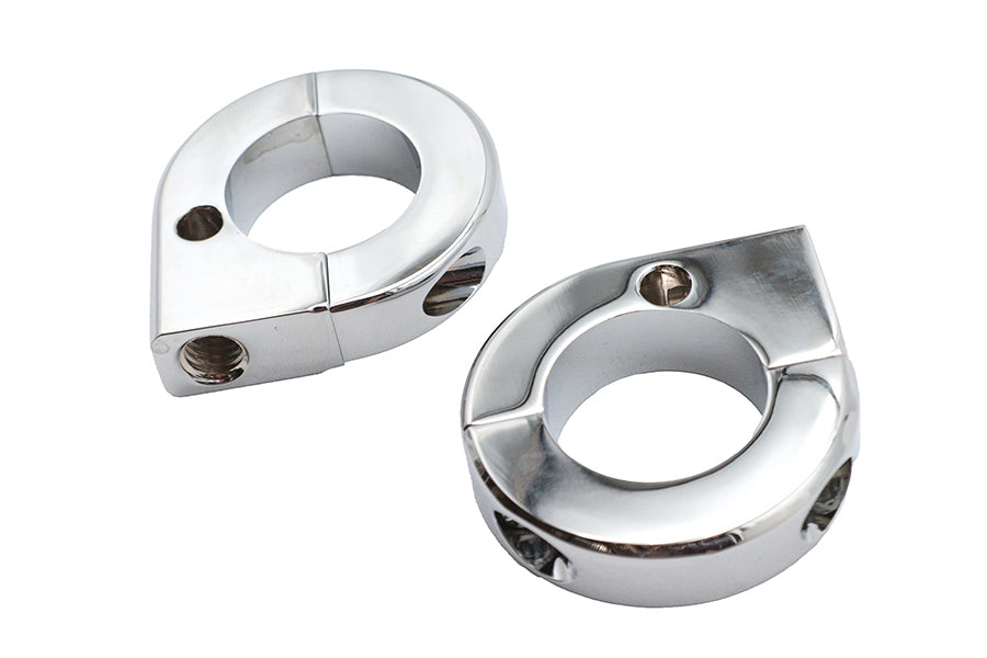 V-Twin Chrome Universal Mount Clamp Set, 1-1/8 Inch for Motorcycle Seat
