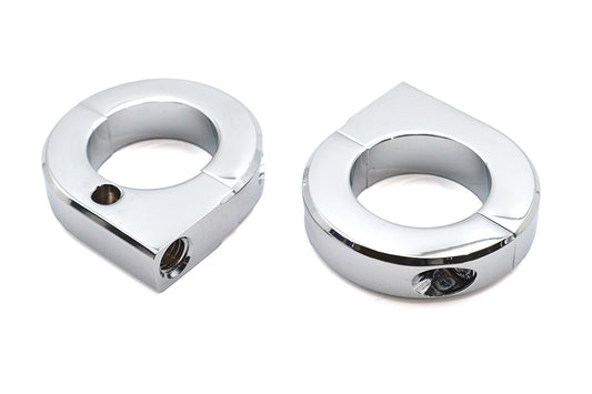 V-Twin 31-0697 chrome 1-1/4 inch universal mount clamp set for motorcycle seat and saddlebag applications