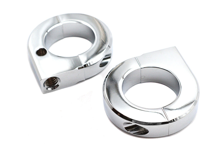 V-Twin 31-0697 chrome 1-1/4 inch universal mount clamp set for motorcycle seat and saddlebag installation