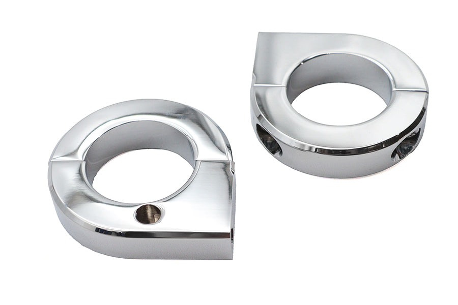 V-Twin 31-0697 chrome 1-1/4 inch universal mount clamp set for motorcycle seat and saddlebag applications