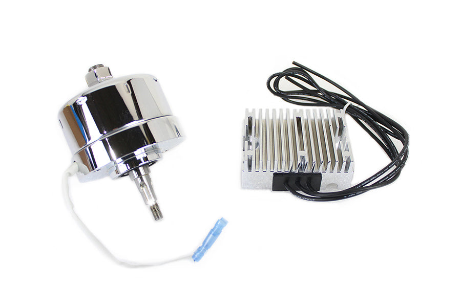Volt Tech 32-0372 chrome 17 amp alternator generator conversion kit, electrical components shown