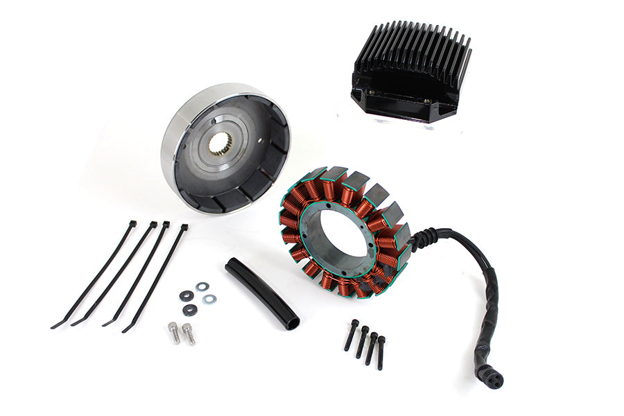 Cycle Electric CE-84T-12 50 Amp Alternator Upgrade Kit electrical component, view of alternator and mounting hardware