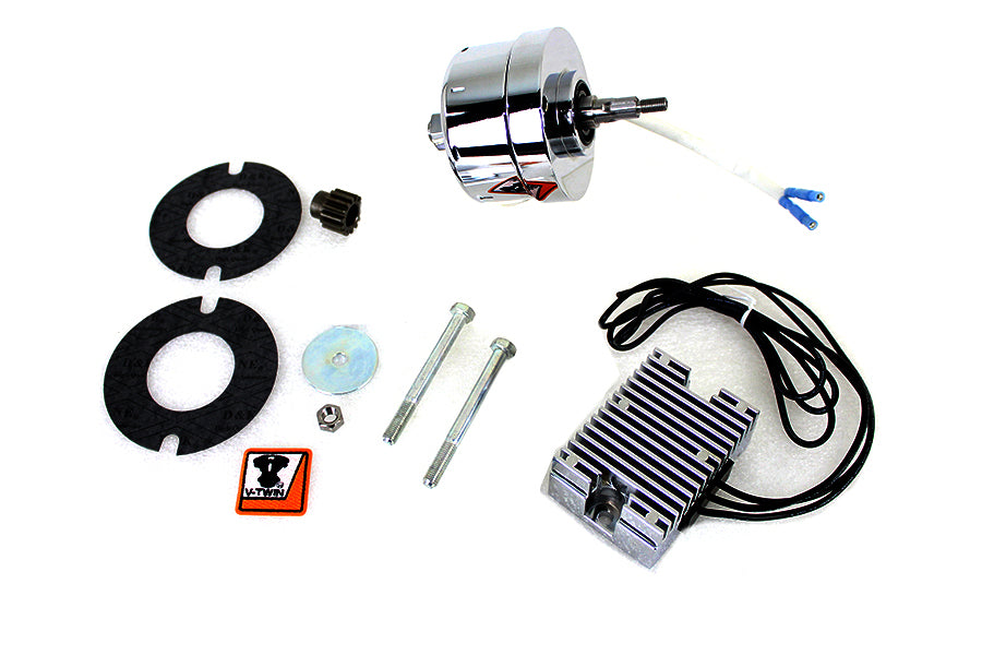 V-Twin 32-1674 chrome 12-volt alternator generator conversion kit for motorcycle electrical systems