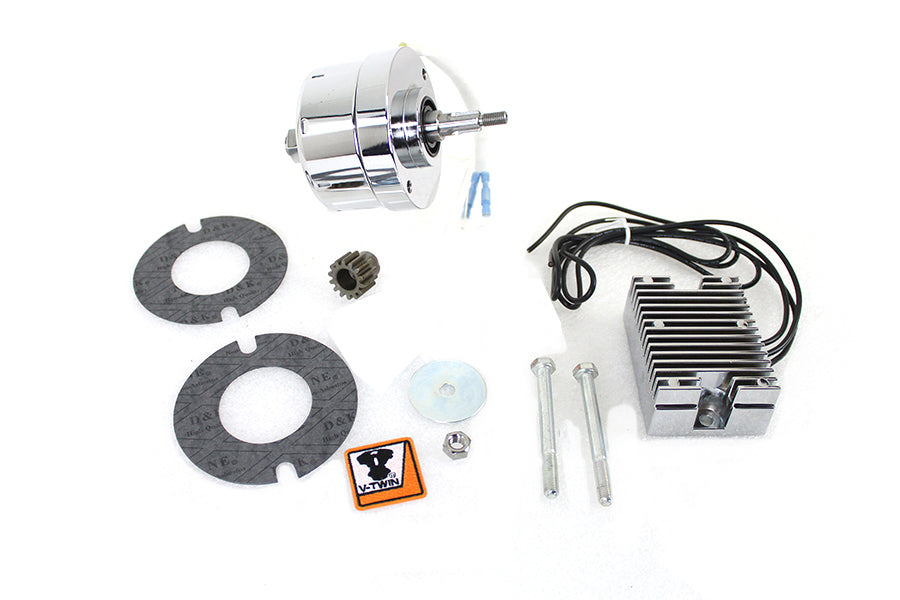 V-Twin 32-1674 chrome 12-volt alternator generator conversion kit with mounting components