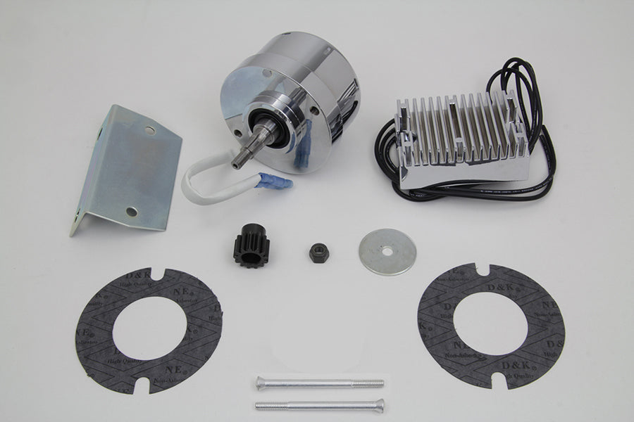 V-Twin 32-1675 chrome 12 volt alternator generator conversion kit with mounting components