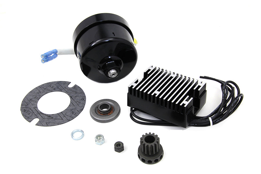 Volt Tech 32-1785 Black 12 Volt Alternator Generator Conversion Kit for Harley-Davidson VL and U