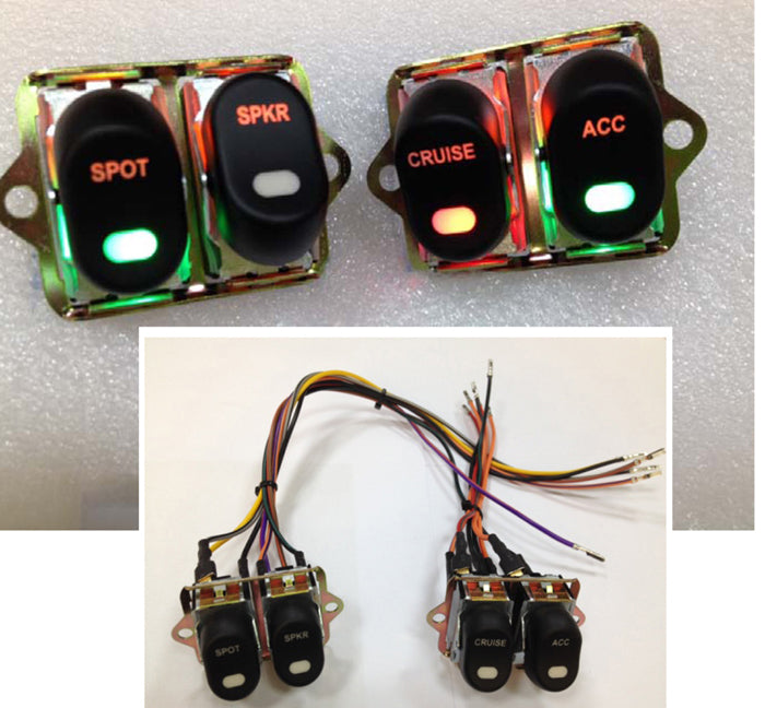 Volt Tech 32-7014 Rocker Style LED Fairing Switch Kit, Black