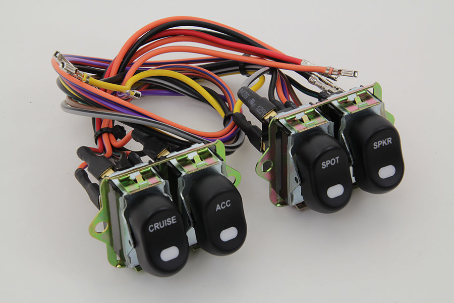 Volt Tech 32-7014 Rocker Style LED Fairing Switch Kit, Black