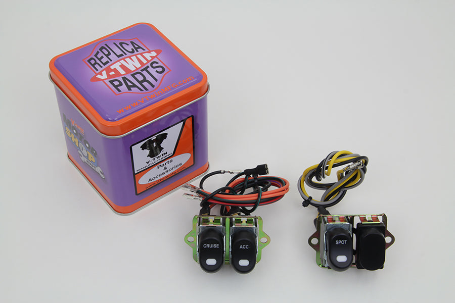 Volt Tech 32-7018 Rocker Style LED Fairing Switch Kit, Black, Part 63518